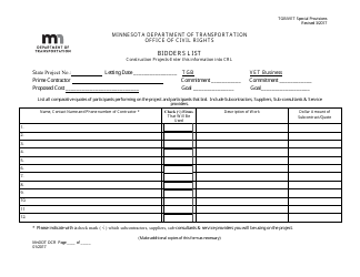 Minnesota Bidders List - Fill Out, Sign Online and Download PDF ...