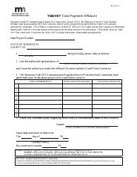 &quot;Tgb/Vet Total Payment Affidavit Form&quot; - Minnesota