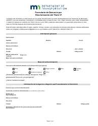 Formulario De Denuncia Por Discriminacion Del Titulo Vi - Minnesota (Spanish)