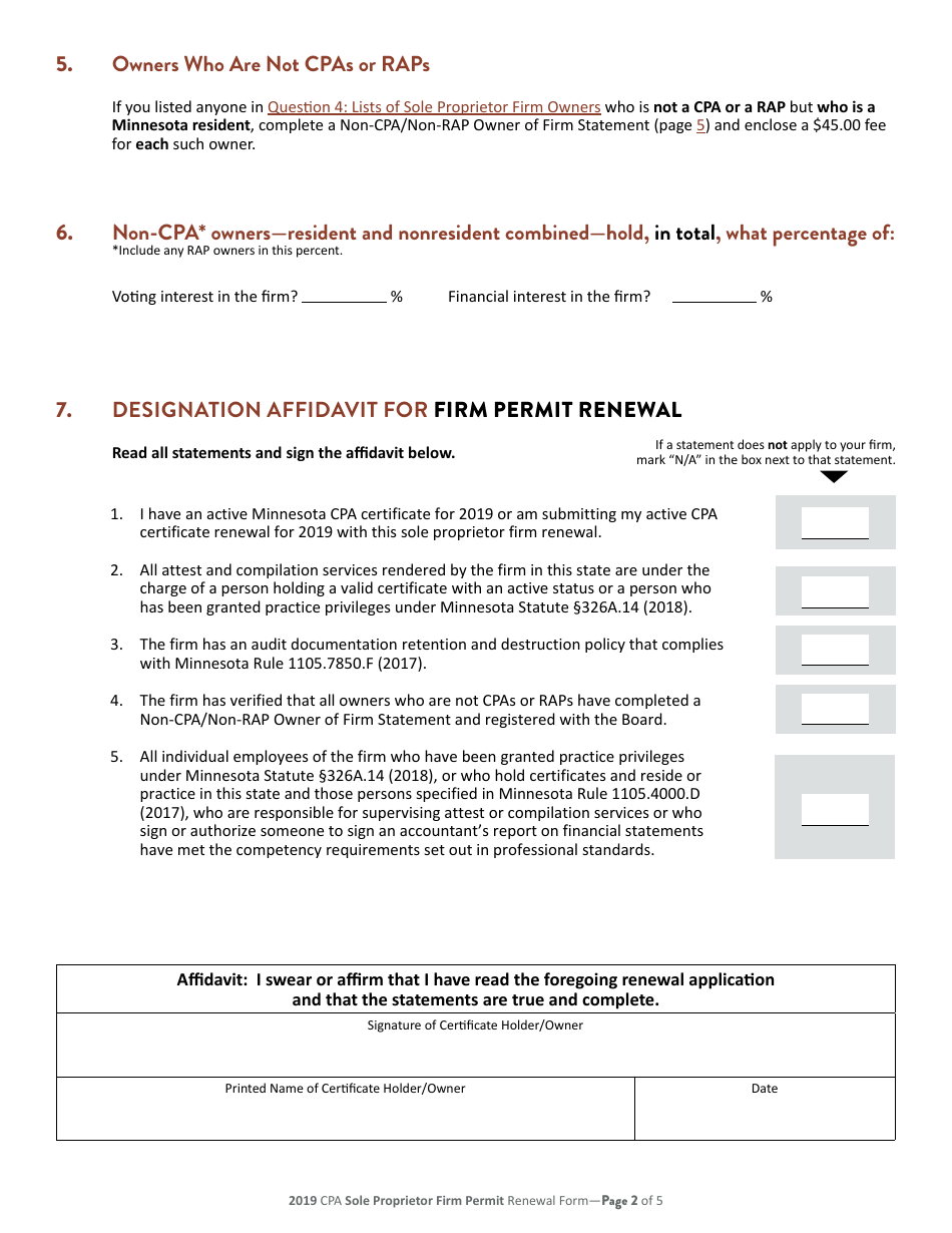 CPA Sole Proprietor Firm Permit Renewal - Minnesota, Page 3