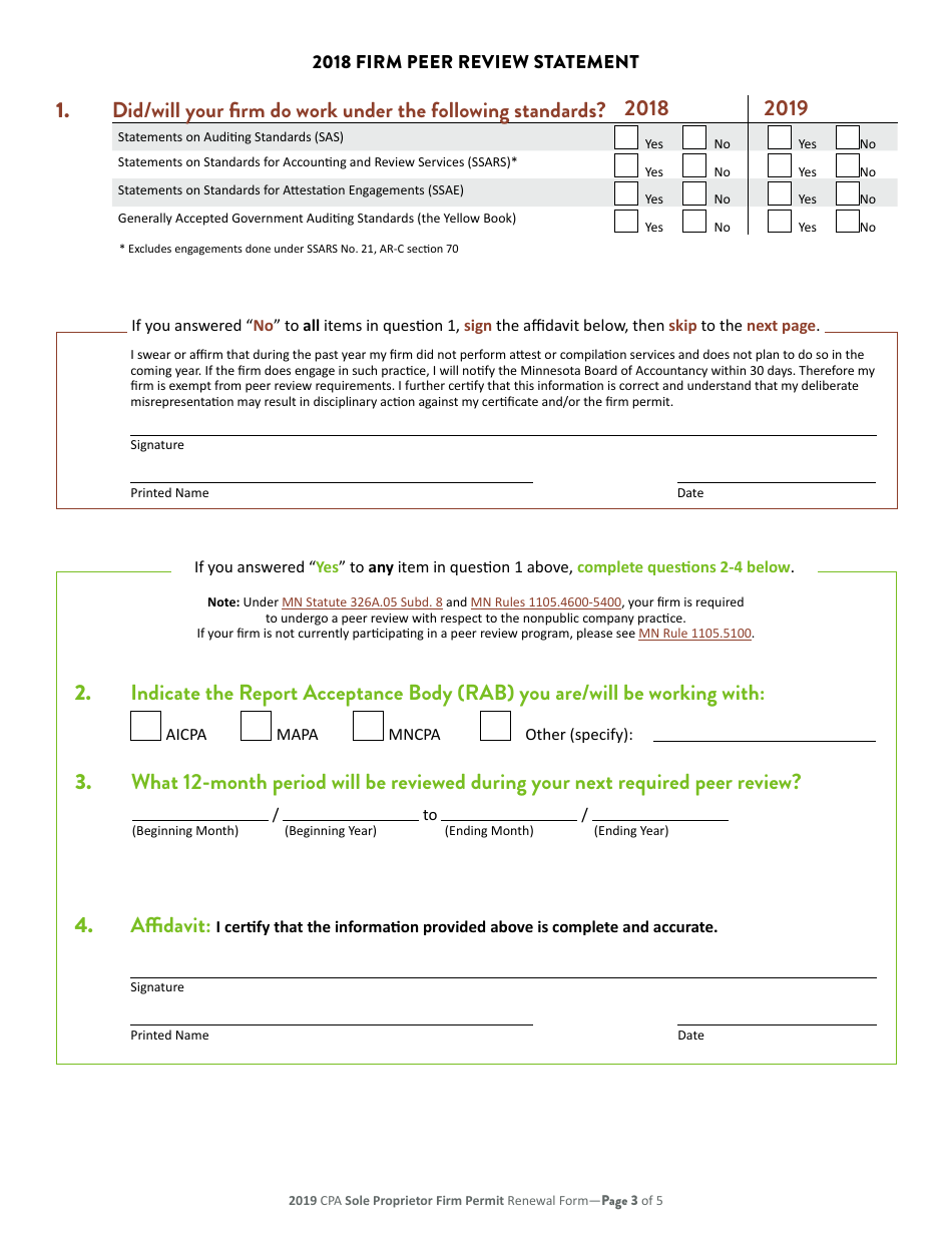 CPA Sole Proprietor Firm Permit Renewal - Minnesota, Page 4