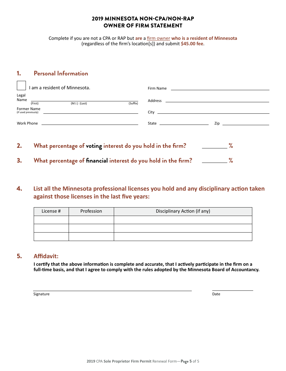 CPA Sole Proprietor Firm Permit Renewal - Minnesota, Page 6