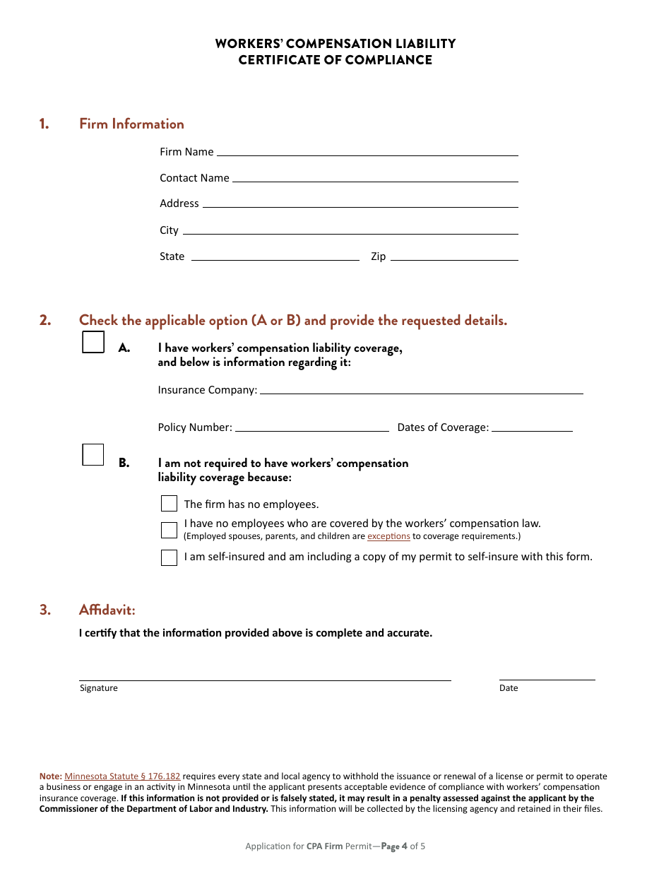 Application for Minnesota CPA Firm Permit - Minnesota, Page 5