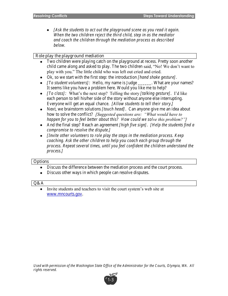 Resolving Conflicts Lesson Plan - Grades K-5 - Minnesota, Page 3