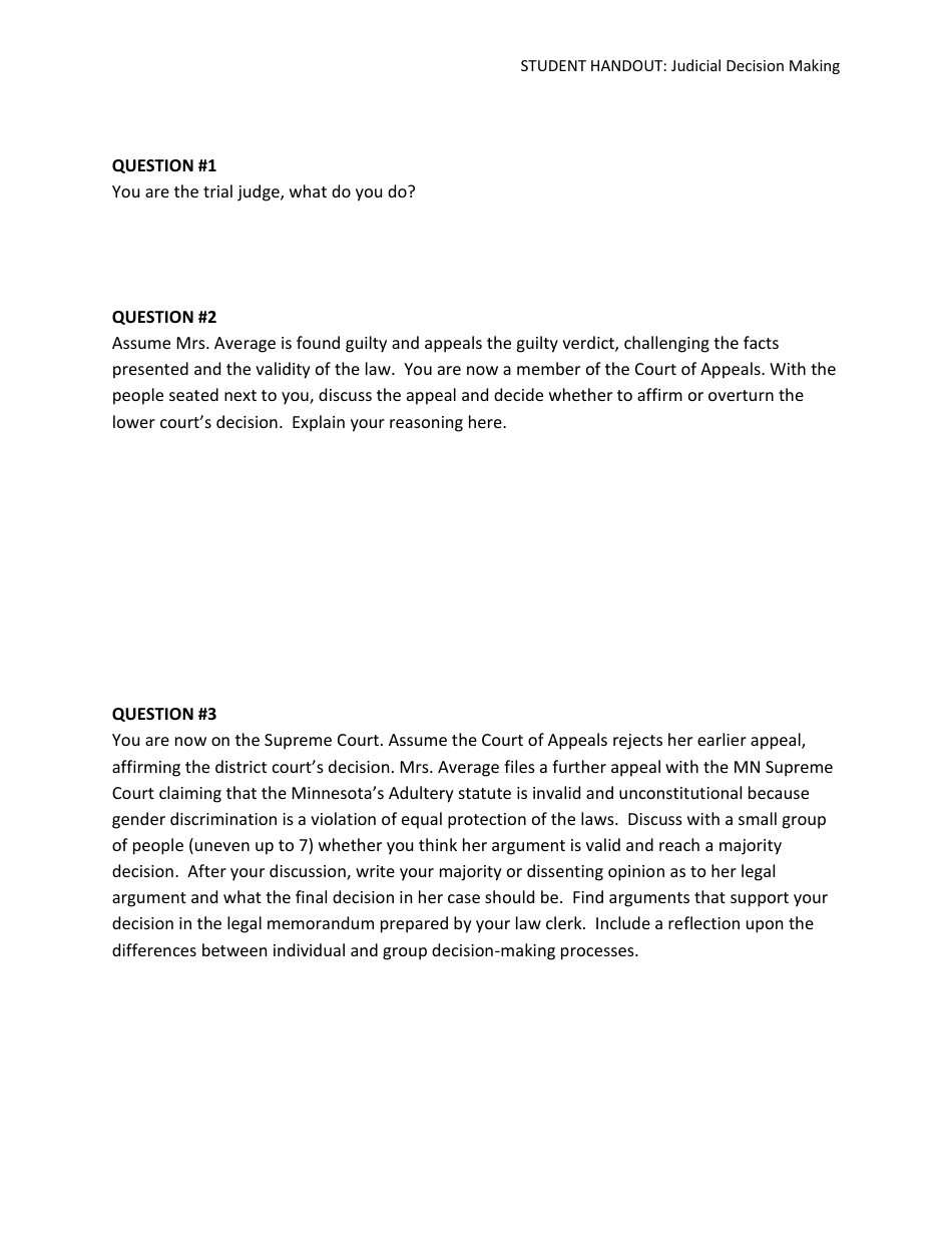 Understanding the Minnesota Judiciary: Judicial Decision Making Lesson Plan - Grades 9-12 - Minnesota, Page 8