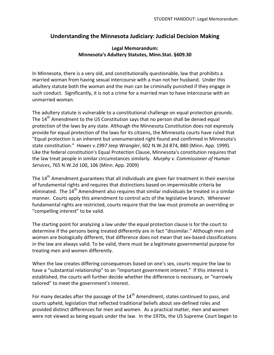 Understanding the Minnesota Judiciary: Judicial Decision Making Lesson Plan - Grades 9-12 - Minnesota, Page 9