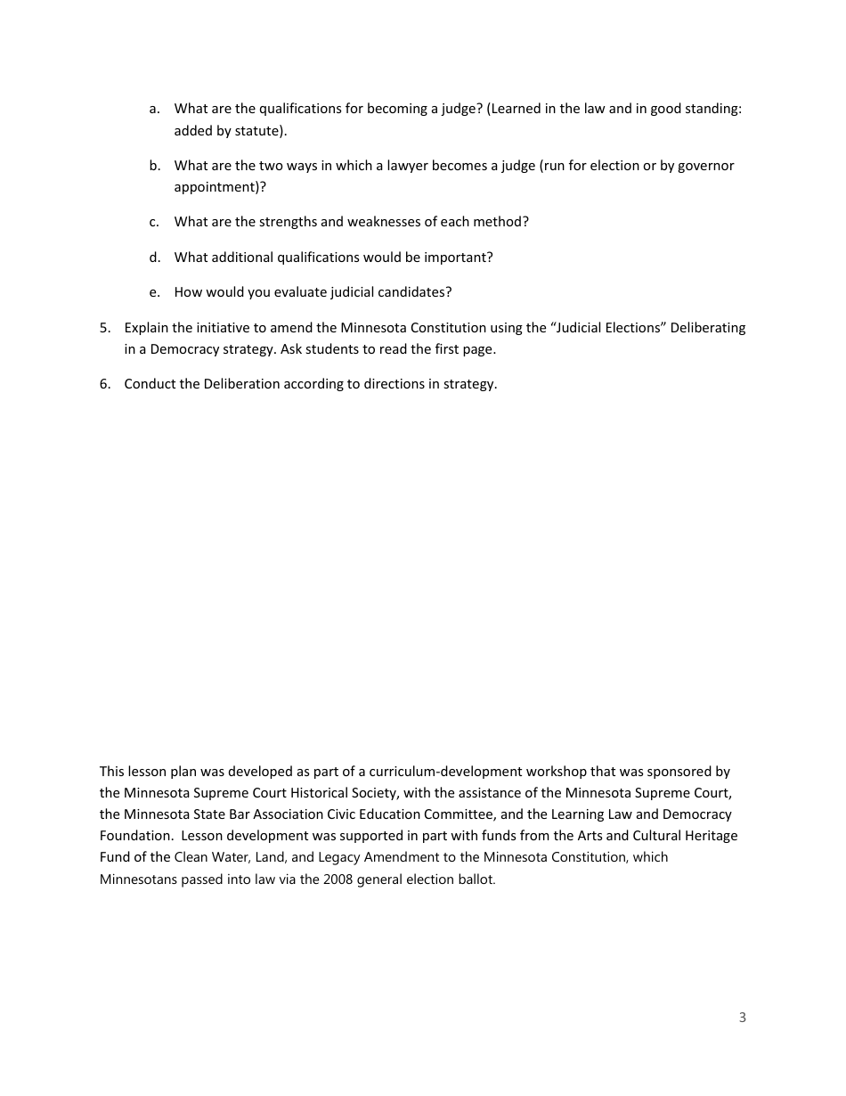Understanding the Minnesota Judiciary: Impartiality and Elections Lesson Plan - Grades 9-12 - Minnesota, Page 3