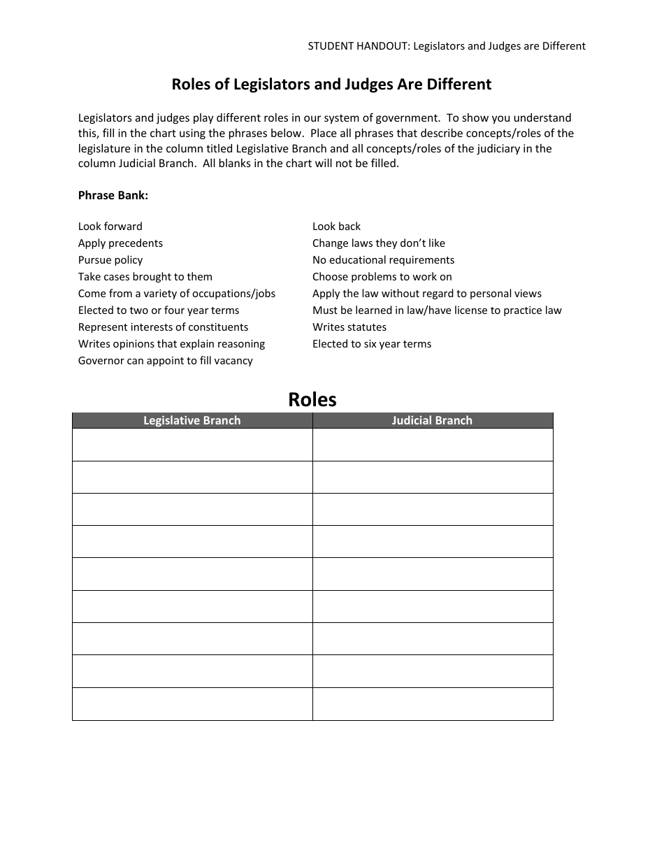 Understanding the Minnesota Judiciary: Legislators and Judges Are Different Lesson Plan - Grades 9-12 - Minnesota, Page 4