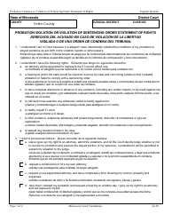 Document preview: Probation Violation or Violation of Sentencing Order Statement of Rights - Minnesota (English/Spanish)