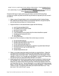 Motion to Re-open a Previously Paid Citation - County of Hennepin, Minnesota (English/Hmong)