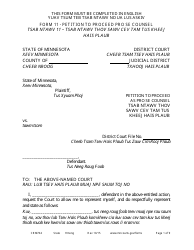 Document preview: Form CRM704 Petition to Proceed as Pro Se Counsel - Minnesota (English/Hmong)