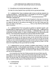 Form CRM704 Petition to Proceed as Pro Se Counsel - Minnesota (English/Hmong), Page 3