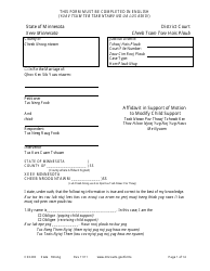 Document preview: Form CSX203 Affidavit in Support of Motion to Modify Child Support - Minnesota (English/Hmong)