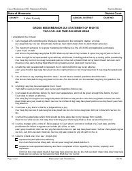 Document preview: Gross Misdemeanor Dui Statement of Rights - Minnesota (English/Hmong)