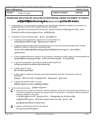 Probation Violation or Violation of Sentencing Order Statement of Rights - Minnesota (English/Cambodian)