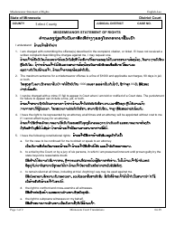 Document preview: Misdemeanor Statement of Rights - Minnesota (English/Lao)