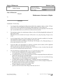 Document preview: Misdemeanor Statement of Rights - Minnesota (English/Vietnamese)