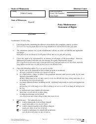 Document preview: Petty Misdemeanor Statement of Rights - Minnesota (English/Vietnamese)