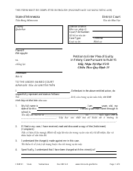 Document preview: Form CRM101 Petition to Enter Plea of Guilty in Felony Case Pursuant to Rule 15 - Minnesota (English/Vietnamese)