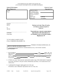 Document preview: Form CRM101 Petition to Enter Plea of Guilty in Felony Case Pursuant to Rule 15 - Minnesota (English/Russian)