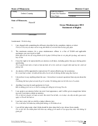 Document preview: Gross Misdemeanor Dui Statement of Rights - Minnesota (English/Vietnamese)