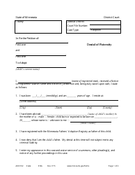 Document preview: Form ADO102 Denial of Paternity - Minnesota