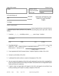 Document preview: Form ADO104 Admission of Paternity and Intent to Claim Parental Rights - Minnesota