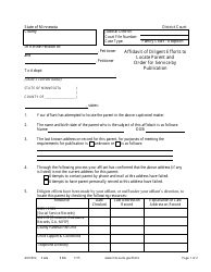 Form ADO502 Affidavit of Diligent Efforts to Locate Parent and Order for Service by Publication - Minnesota
