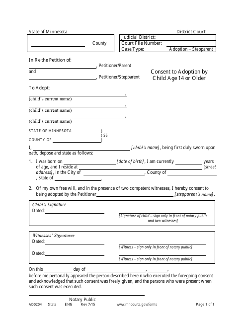 Form AD0204 Printable Pdf
