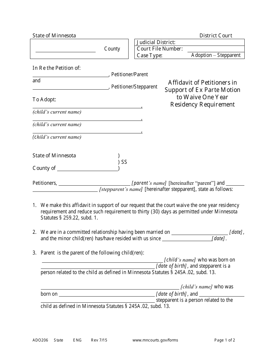 Form ADO17 Download Printable PDF or Fill Online Affidavit of