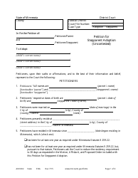 Document preview: Form ADO202 Petition for Stepparent Adoption (Uncontested) - Minnesota