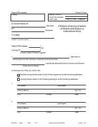 Document preview: Form ADO405 Affidavit of Service of Notice of Motion and Motion to Intervene as Party - Minnesota