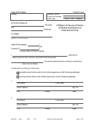 Form ADO405 Affidavit of Service of Notice of Motion and Motion to Intervene as Party - Minnesota