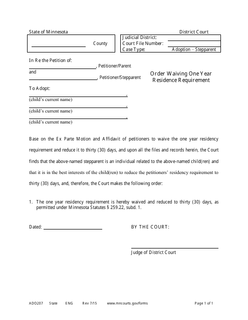 Form ADO207  Printable Pdf