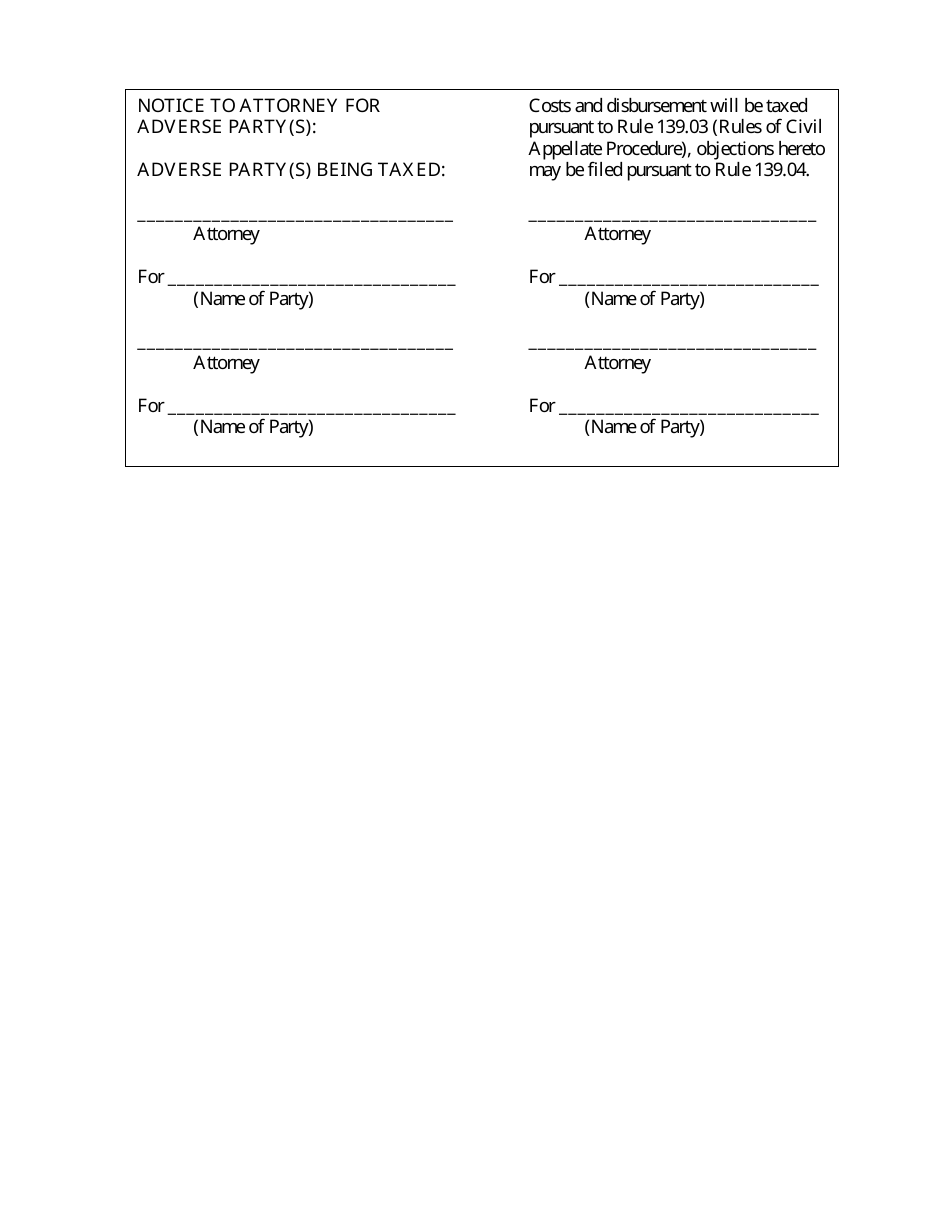 Notice, Statement and Claim of Costs and Disbursements Incurred by Prevailing Party - Minnesota, Page 2