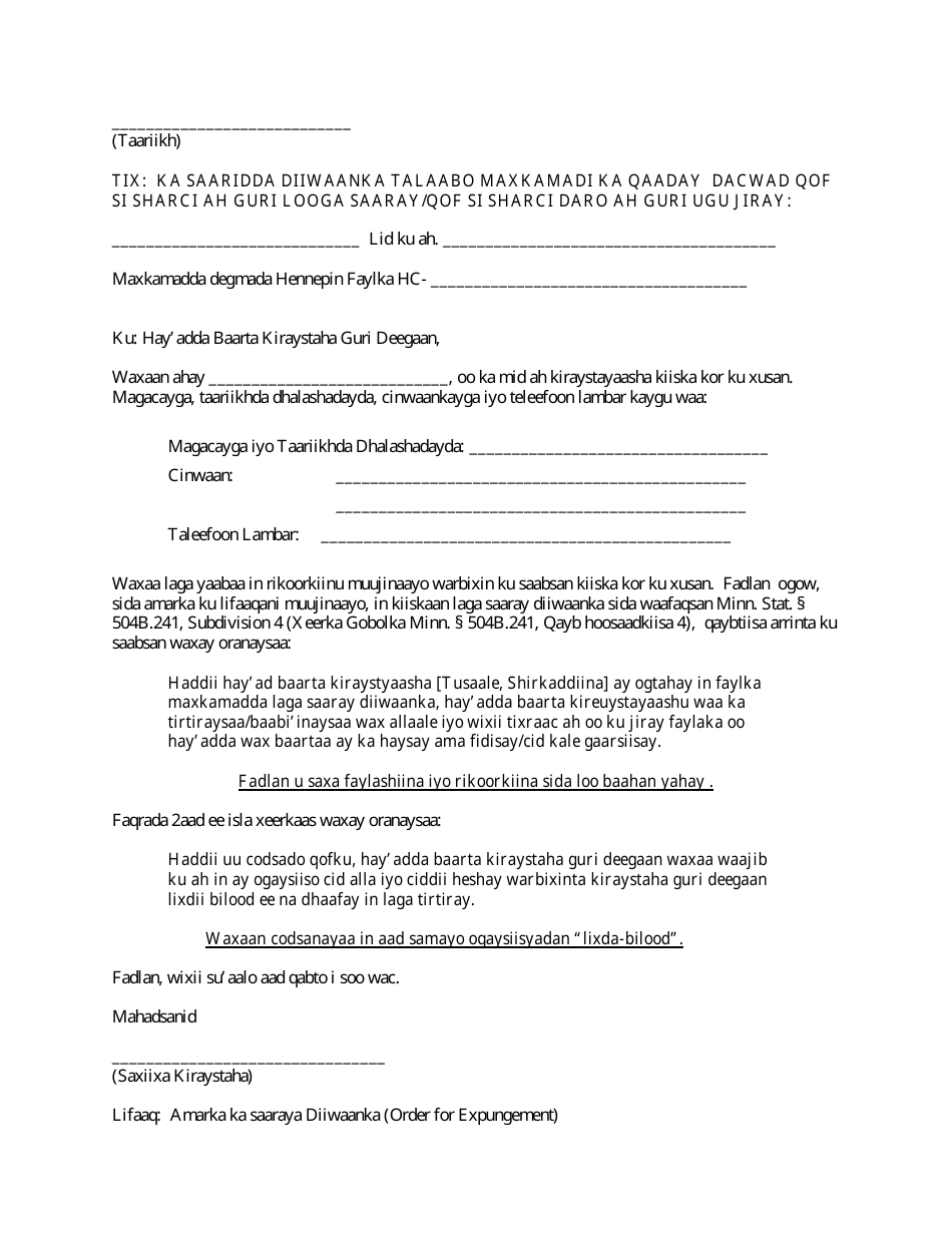 Notifying Tenant Screening Companies About Your Expungement - Minnesota (Somali), Page 2