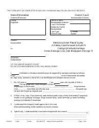 Document preview: Form CRM101 Petition to Enter Plea of Guilty in Felony Case Pursuant to Rule 15 - Minnesota (English/Somali)