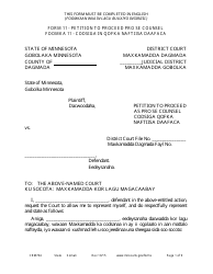 Document preview: Form CRM704 (11) Petition to Proceed Pro Se Counsel - Minnesota (English/Somali)