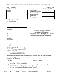 Form CSX203 Affidavit in Support of Motion to Modify Child Support - Minnesota (English/Somali)