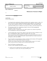 Document preview: Misdemeanor Statement of Rights - Minnesota (English/Somali)