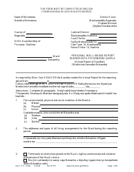 Form GAC11-U Personal Well-Being Report (Guardianship) - Minnesota (English/Somali)
