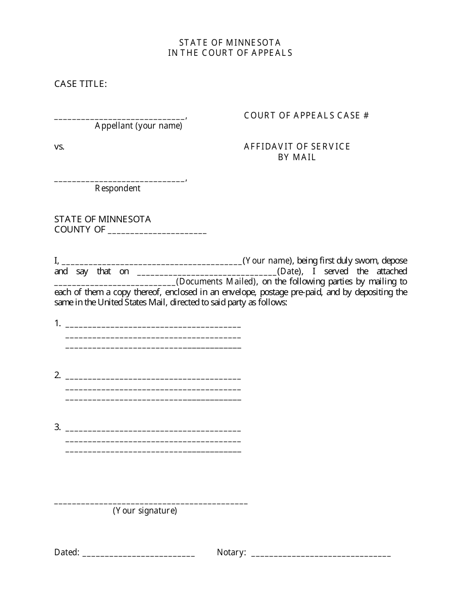 Printable Affidavit Of Service Template Printable Templates