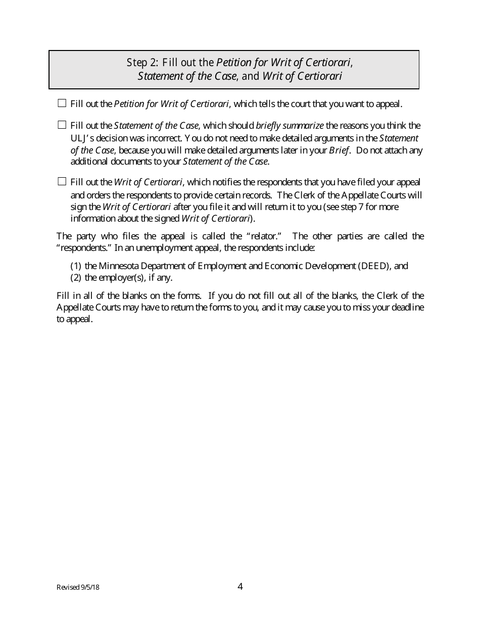 Unemployment Appeal Packet - Minnesota, Page 4