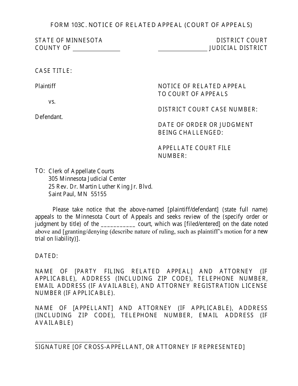 Form 103c Fill Out Sign Online And Download Printable Pdf Minnesota