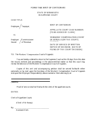 Document preview: Form 116B Writ of Certiorari - Minnesota