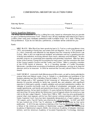 Document preview: Form A17- Confidential Mediator Selection Form - Minnesota