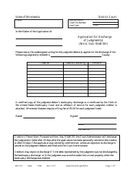Document preview: Form BKY101 Application for Discharge of Judgment(S) - Minnesota