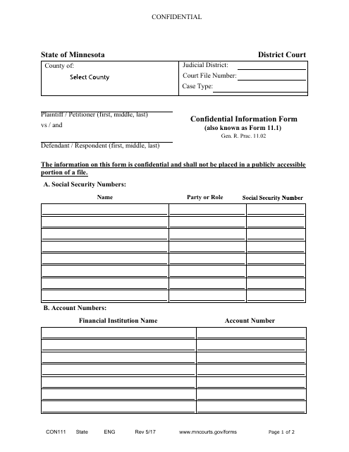 Form CON111 (11.1)  Printable Pdf