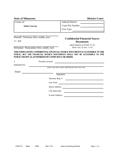 Form CON112 (11.2)  Printable Pdf