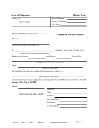 Document preview: Form SOP102 Affidavit of Personal Service - Minnesota